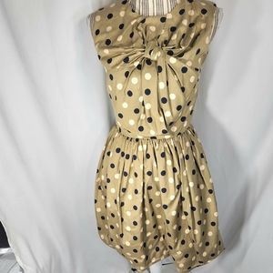 Whit by Whitney Pozgay Silk Gold Polka Dot Sleeveless Dress Size 0 / US XSmall